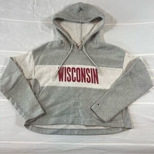 Champion Gray and White‎ Crop Wisconsin Hoodie size medium
